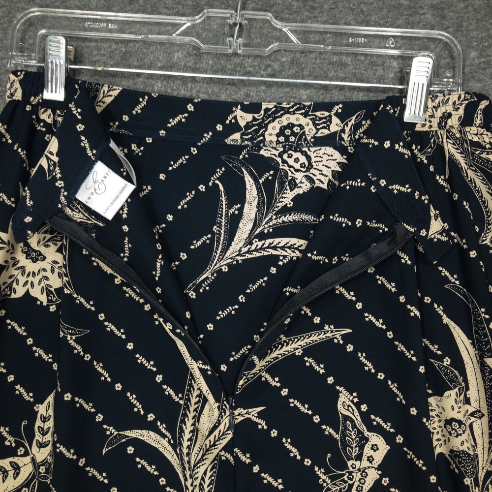 Emma James Liz Claiborne Skirt Women's 12 Black Floral A-Line Midi Polyester - Picture 9 of 11